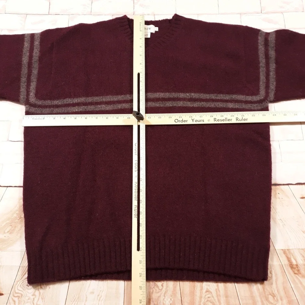 J.CREW Wool Sweater Pullover Mens Large V-Neck Maroon